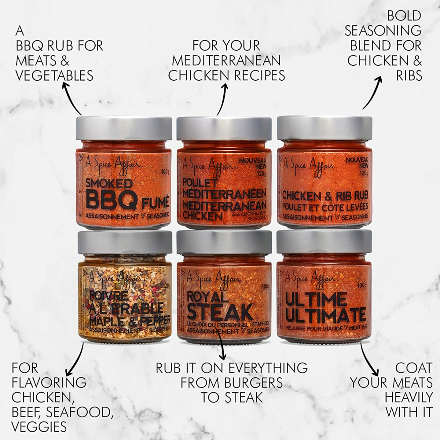 BBQ Spice Set - 6 Bold Seasonings for Grilling