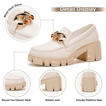 Stylish Chunky Heel Loafers for Women - Slip On Design
