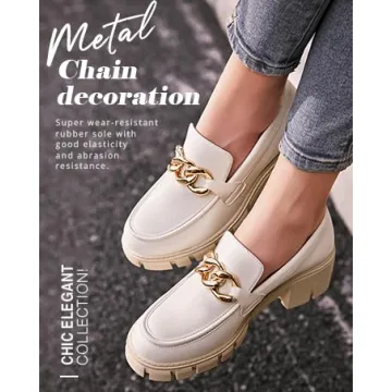 Stylish Chunky Heel Loafers for Women - Slip On Design