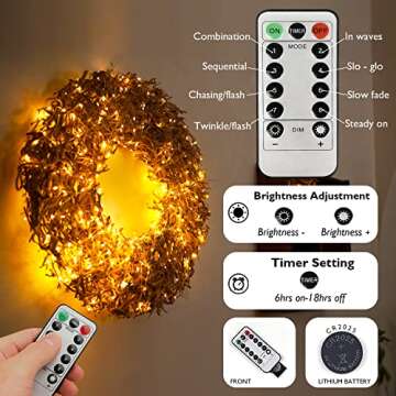 Homemory 200 LED Battery Operated Long Fairy Lights, 66FT Fairy String Lights with Remote, 8 Modes Copper Sliver Wire Lights, Waterproof Christmas Twinkle Lights Wedding Bedroom, Warm White