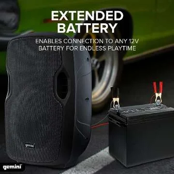 Gemini Sound AS-08TOGO: Active 500W Wireless Powered Speaker with 8” Woofer - Long-Lasting Battery, Bluetooth, Portable for Travel & Karaoke, USB/SD/FM Playback