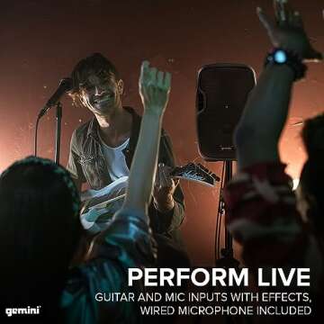 Gemini Sound AS-08TOGO: Active 500W Wireless Powered Speaker with 8” Woofer - Long-Lasting Battery, Bluetooth, Portable for Travel & Karaoke, USB/SD/FM Playback