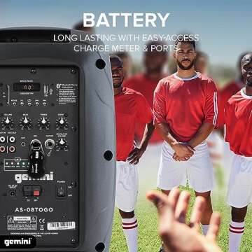 Gemini Sound AS-08TOGO: Active 500W Wireless Powered Speaker with 8” Woofer - Long-Lasting Battery, Bluetooth, Portable for Travel & Karaoke, USB/SD/FM Playback