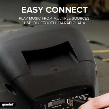 Gemini Sound AS-08TOGO: Active 500W Wireless Powered Speaker with 8” Woofer - Long-Lasting Battery, Bluetooth, Portable for Travel & Karaoke, USB/SD/FM Playback