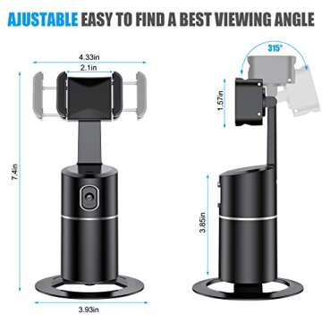 Auto Face Tracking Phone Holder Tripod, No App Required, 360° Rotation Smart Face Body Tracking Tripod Selfie Phone Camera Mount Cell Phone Stand for TIK Tok, Vlog, Live Streaming, YouTube Video