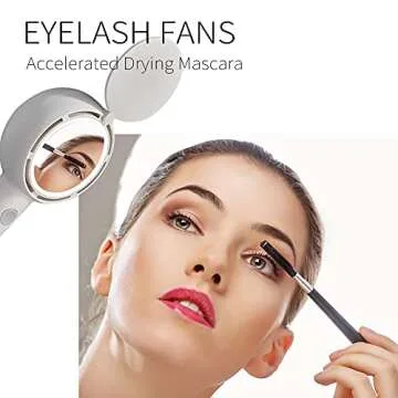 Star Compass Mini Handheld Fan, LED Light Makeup Mirror, Bladeless Cooling Fan 3 Speeds for Outdoor ...