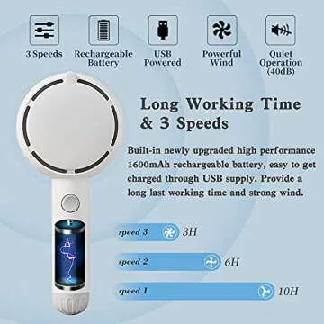 Star Compass Mini Handheld Fan With LED Makeup Mirror