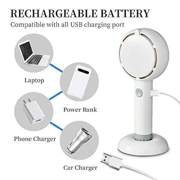 Star Compass Mini Handheld Fan With LED Makeup Mirror