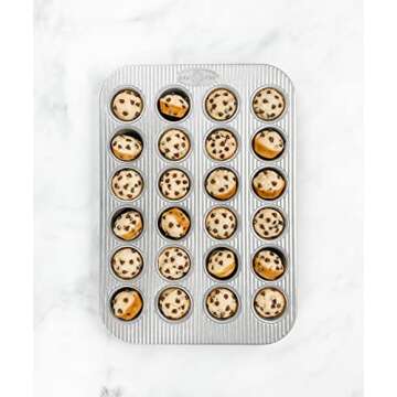 USA Pan Bakeware Mini Cupcake and Muffin Pan, Nonstick Quick Release Coating, 24-Well, Aluminized Steel