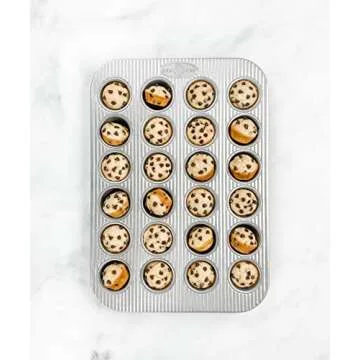 USA Pan Bakeware Mini Cupcake and Muffin Pan, Nonstick Quick Release Coating, 24-Well, Aluminized Steel