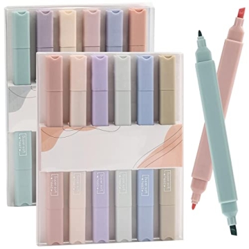 acDesign Colored Highlighters - 12Pcs Dual Tips, No Bleed, Perfect for School & Office Supplies
