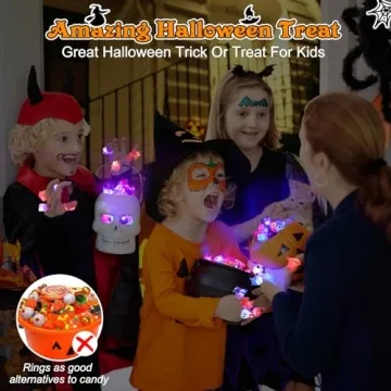 Hekaty 50pcs Light Up Halloween Rings for Kids