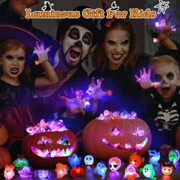 Hekaty 50pcs Light Up Halloween Rings for Kids