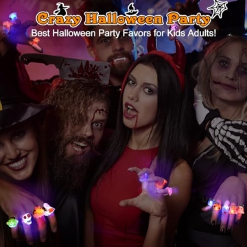 Hekaty 50pcs Light Up Halloween Rings for Kids