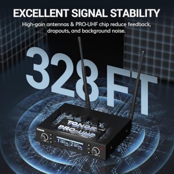 TONOR Wireless Microphone: 2x100 UHF for Events