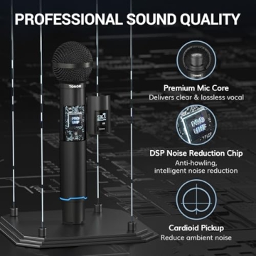 TONOR Wireless Microphone: 2x100 UHF for Events