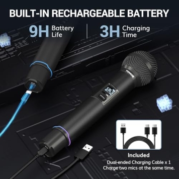 TONOR Wireless Microphone: 2x100 UHF for Events