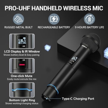 TONOR Wireless Microphone: 2x100 UHF for Events