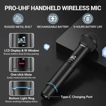TONOR Wireless Microphone: 2x100 UHF for Events
