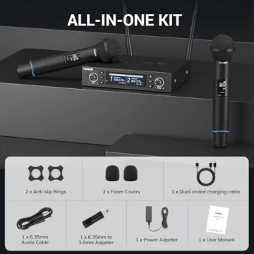 TONOR Wireless Microphone: 2x100 UHF for Events