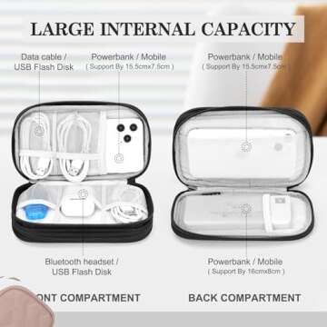 FYY Travel Organizer Pouch Electronic Accessories Carry Case Portable Waterproof Double Layers All-in-One Storage Bag for Cable, Cord, Charger, Phone, Pattern Black