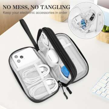 FYY Travel Organizer Pouch Electronic Accessories Carry Case Portable Waterproof Double Layers All-in-One Storage Bag for Cable, Cord, Charger, Phone, Pattern Black