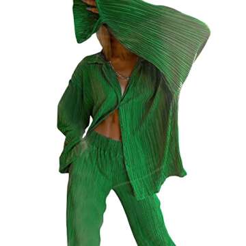 AmShibel Women's Casual Two Piece Outfit Set - Green