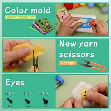 Mayboos Needle Felting Kit, Wool Roving 20 Colors Set, Wool Felting Kit Felt Molds with Portable Storage Box for DIY Craft Home Decoration (Green Bag)