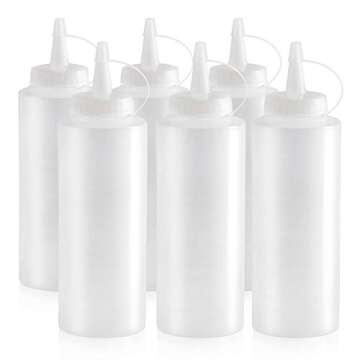 New Star Restaurant Quality Plastic Squeeze Bottle, 12-Ounce, Set of 6, Clear