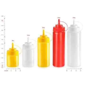 New Star Restaurant Quality Plastic Squeeze Bottle, 12-Ounce, Set of 6, Clear