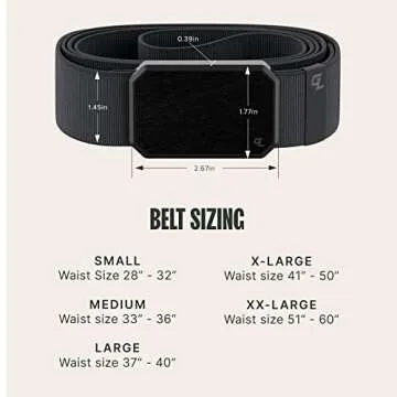 Groove Life Groove Belt Black/Stone - Men's Stretch Nylon Belt with Magnetic Aluminum Buckle, Lifetime Coverage - Medium (33-36")