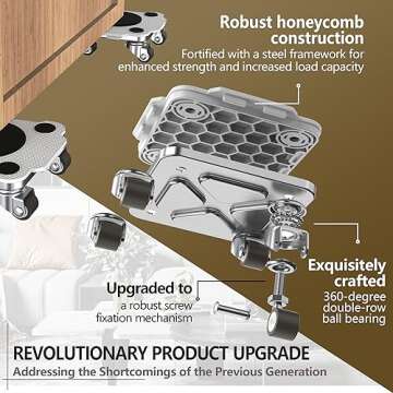 ONEON Furniture Mover Pro Set - Enhanced Dolly and Lifter with Custom TPE Wheels for Easy Furniture Lifting and Moving-Professional Tool for Effortless Furniture Transport(Light Gray 4Dollies+1Lifter)