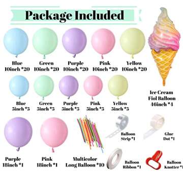 Pastel Balloons Garland Arch Kit 143pcs Macaron Rainbow Balloons Birthday Party Background Decoratio...