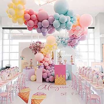 Pastel Balloons Garland Arch Kit 143pcs Macaron Rainbow Balloons Birthday Party Background Decoration Girl Baby Shower Donuts Ice Cream Party Supplies Pink Blue Green Balloons