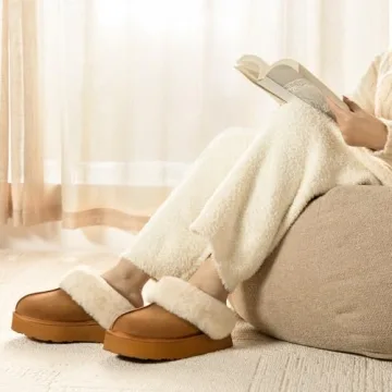 LazyStep Women’s Moody Fuzzy Platform Slippers, Stylish Comfort