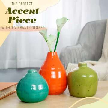 Rustic Home Decor Vases for Flowers - Modern Farmhouse Decor Ceramic Vase, Small Vases for Decor, Bo...