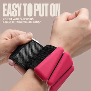 SPORTBIT Wrist Weights for Women - Pair of 1lb Platinum-Cured Silicone Wrist and Ankle Weights, Adjustable, Durable, Non-Slip Design, Ideal for Strength Training, Yoga, Running and Home Activities