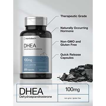 Horbäach DHEA 100mg | 200 Capsules | Supplement for Men and Women | Non-GMO, Gluten Free