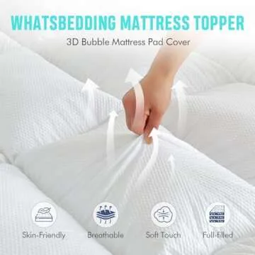 WhatsBedding 3D Bubble Memory Foam Mattress Topper Queen Size, 3 Inch Bed Topper with Soft Quilted 100% Cotton Layer for Back Pain, Plush Foam Filled Pillow Top