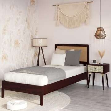 Bme Nipe Bohemian Bed Frame with Adjustable Headboard