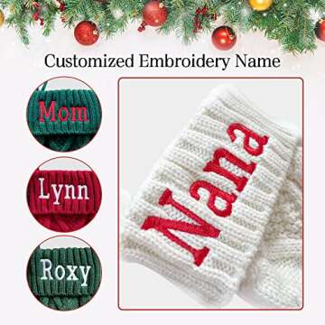 Personalized Christmas Stockings，Large Knitted Xmas Stockings for Kids, Custom Name Family Christm...