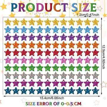 Lincia 1200 Pcs Star Glitter Stickers Sparkly Small Stickers for Kids Toddlers Teacher Reward Sheet ...