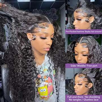 Water Wave Lace Front Wigs Human Hair Pre Plucked Baby Hair HD Transparent Wet and Wavy Lace Wigs 18...