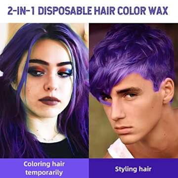 Purple Hair Styling Wax, SOVONCARE Instant Hairstyle Cream Hair Pomades Mud Natural Hair Clay Unisex...