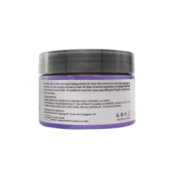 Purple Hair Styling Wax, SOVONCARE Instant Hairstyle Cream Hair Pomades Mud Natural Hair Clay Unisex for Party Cosplay Halloween Date 4.23 oz (Purple)
