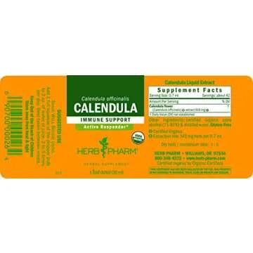 Herb Pharm Certified Organic Calendula Liquid Extract for Minor Pain Support - 1 Ounce