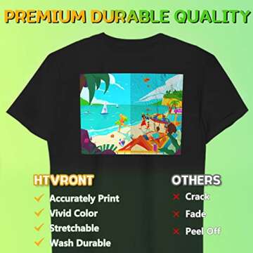HTVRONT Heat Transfer Paper for Dark T Shirts -25 Sheets 8.5x11" Iron on Transfer Paper for Inkjet & Laser Printer, Stretchable & Durable Printable Heat Transfer Vinyl, Easy to Use