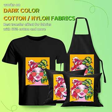 HTVRONT Heat Transfer Paper for Dark T Shirts -25 Sheets 8.5x11" Iron on Transfer Paper for Inkjet & Laser Printer, Stretchable & Durable Printable Heat Transfer Vinyl, Easy to Use