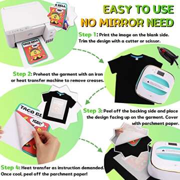 HTVRONT Heat Transfer Paper for Dark T Shirts -25 Sheets 8.5x11" Iron on Transfer Paper for Inkjet & Laser Printer, Stretchable & Durable Printable Heat Transfer Vinyl, Easy to Use