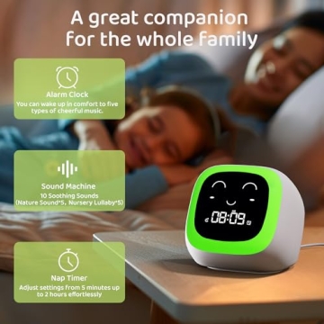 Kids Alarm Clock with Night Light & Sound Machine